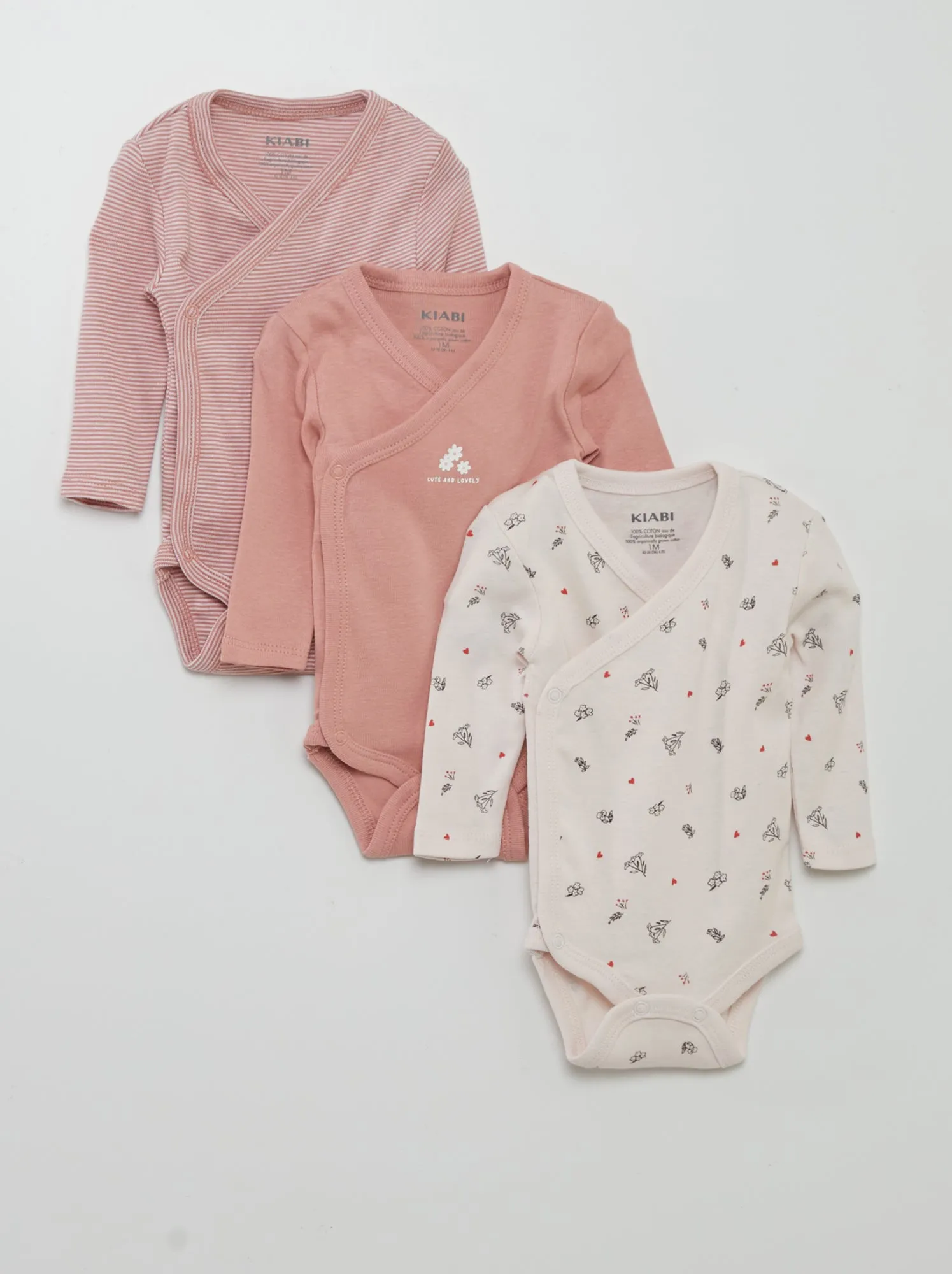 Set di 3 body in maglia a coste - 3 pezzi - ROSA