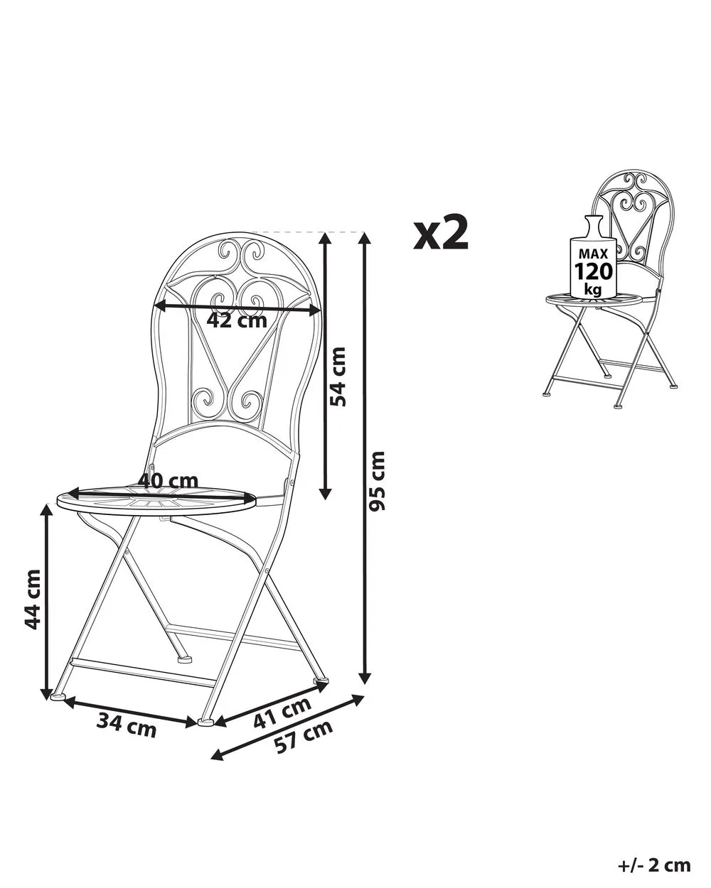 Set of 2 Garden Chairs TRENTO Light Green Metal