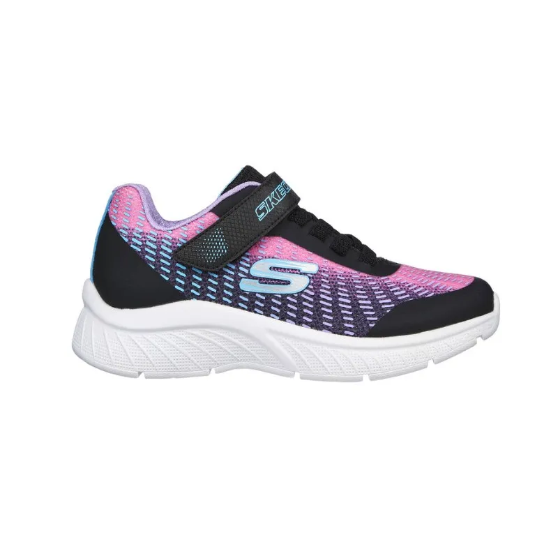 Skechers Microspec Plus Strappo/Lacci Elastici Rosa/Nero/Azzurro Junior