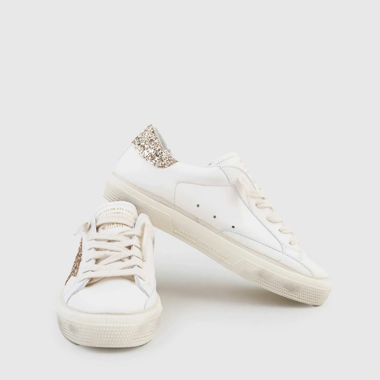 Sneaker Beige E Glitter Oro Ragazza