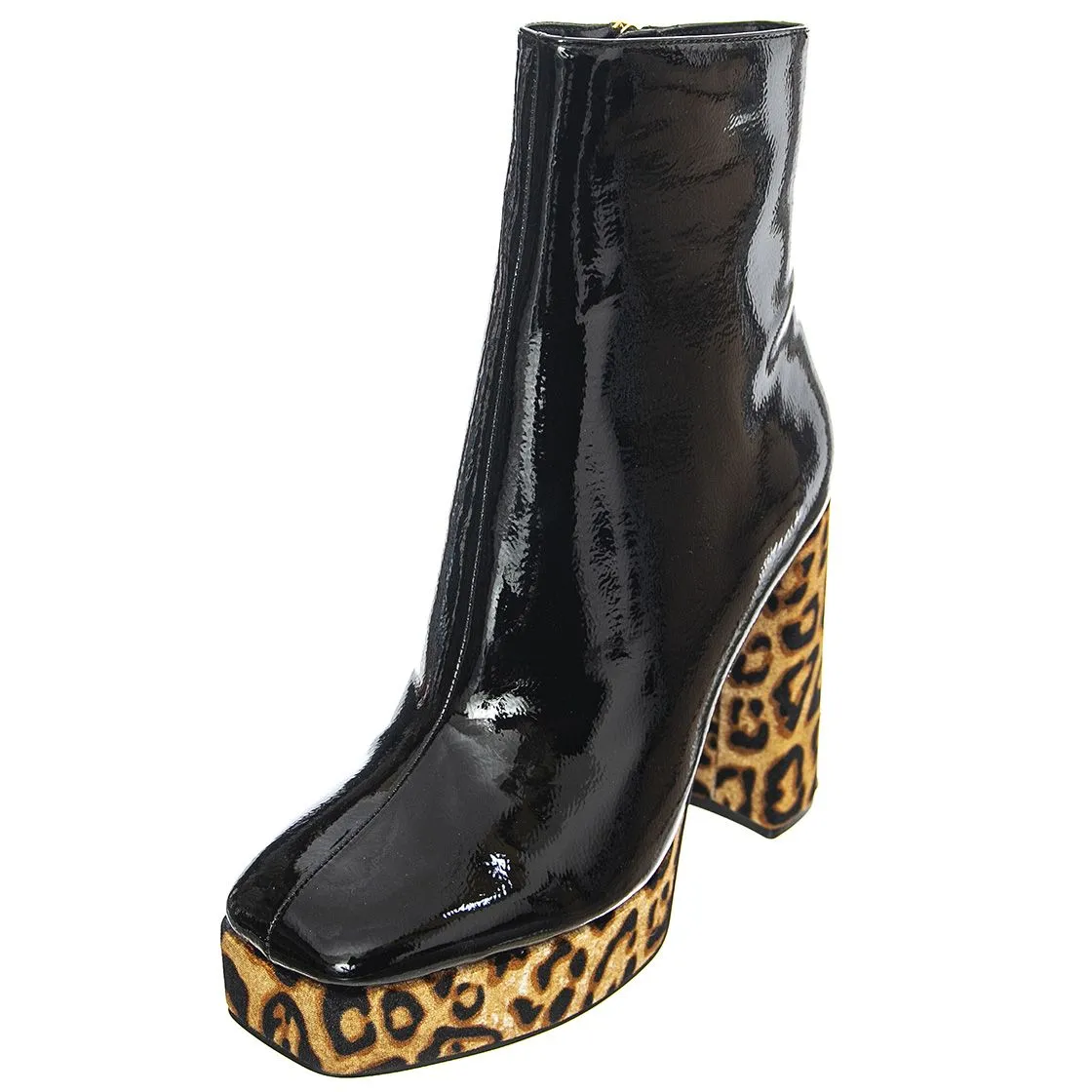Steve Madden Lucrative - Stivaletti Profilo alla Caviglia Donna Neri / Leopard    