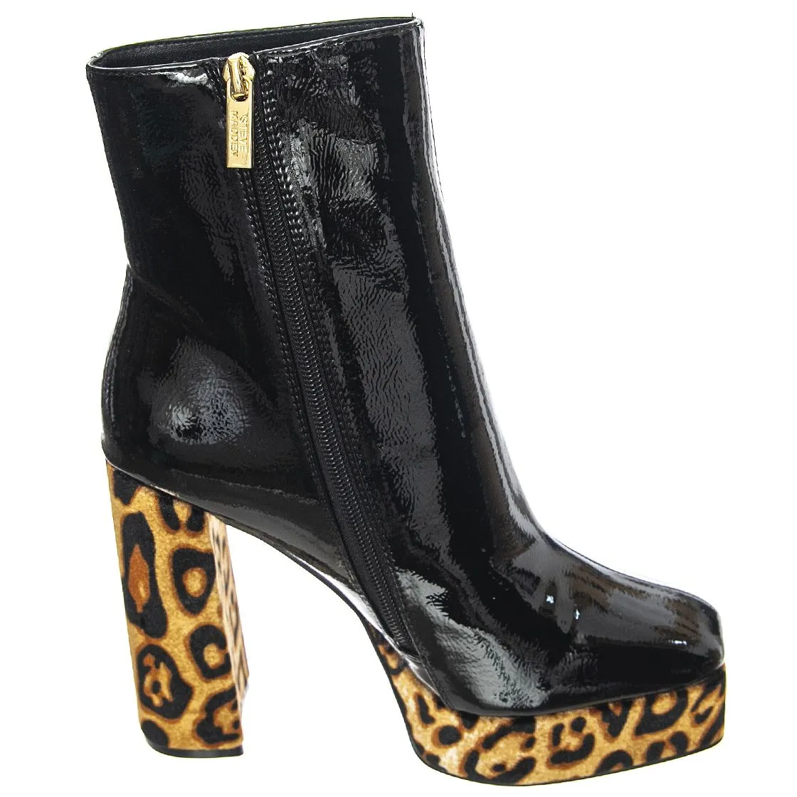 Steve Madden Lucrative - Stivaletti Profilo alla Caviglia Donna Neri / Leopard    
