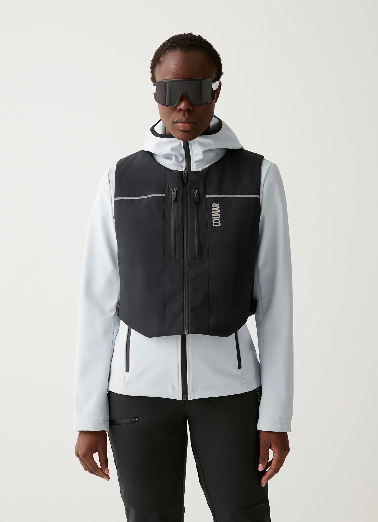Stretch fabric gilet with chest pocket