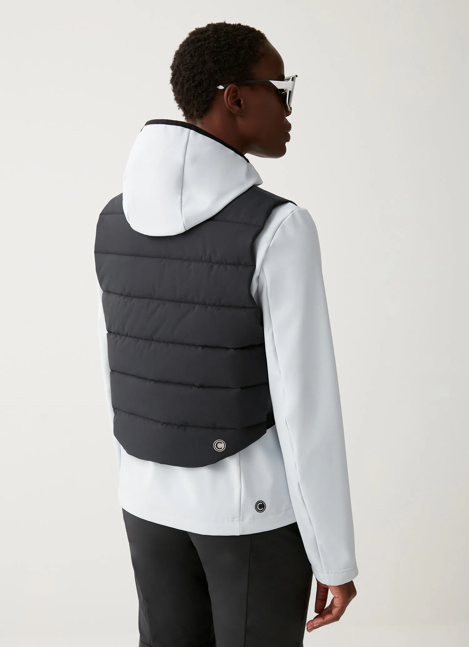 Stretch fabric gilet with chest pocket