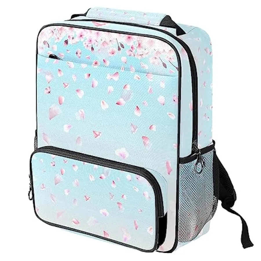 suojapuku Zaino da donna per college,borsa da viaggio zaino classico,Ciliegio in fiore rosa di primavera,Zainetto casual leggero