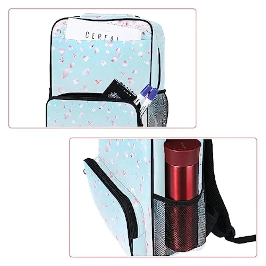 suojapuku Zaino da donna per college,borsa da viaggio zaino classico,Ciliegio in fiore rosa di primavera,Zainetto casual leggero