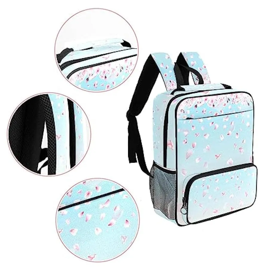suojapuku Zaino da donna per college,borsa da viaggio zaino classico,Ciliegio in fiore rosa di primavera,Zainetto casual leggero