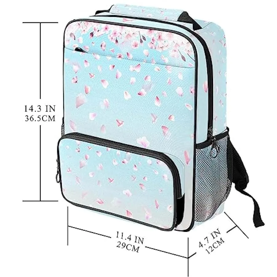 suojapuku Zaino da donna per college,borsa da viaggio zaino classico,Ciliegio in fiore rosa di primavera,Zainetto casual leggero