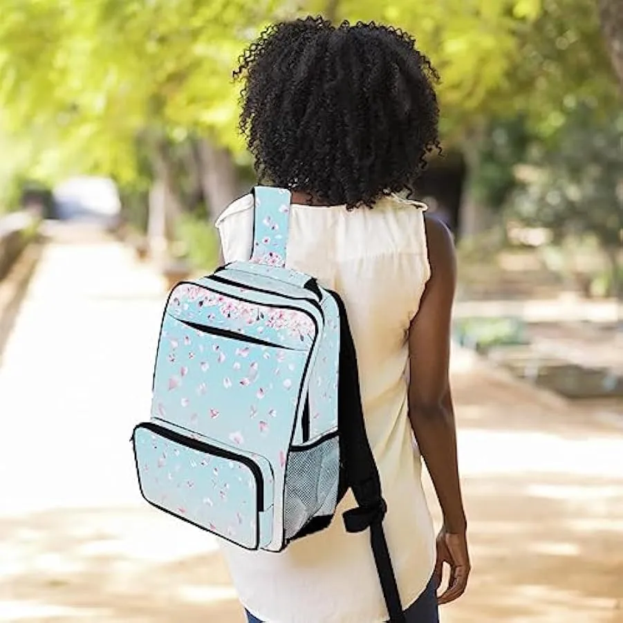 suojapuku Zaino da donna per college,borsa da viaggio zaino classico,Ciliegio in fiore rosa di primavera,Zainetto casual leggero