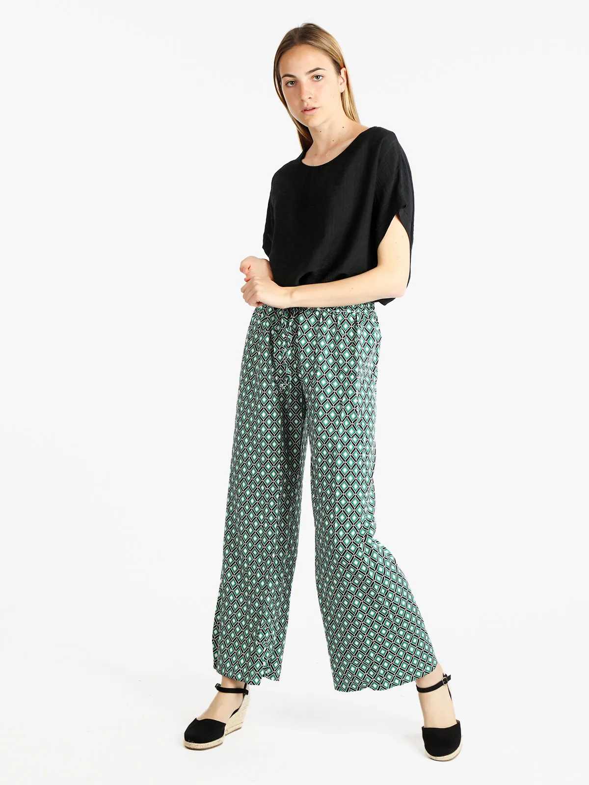Sweet Miss Pantalon palazzo femme à motifs
