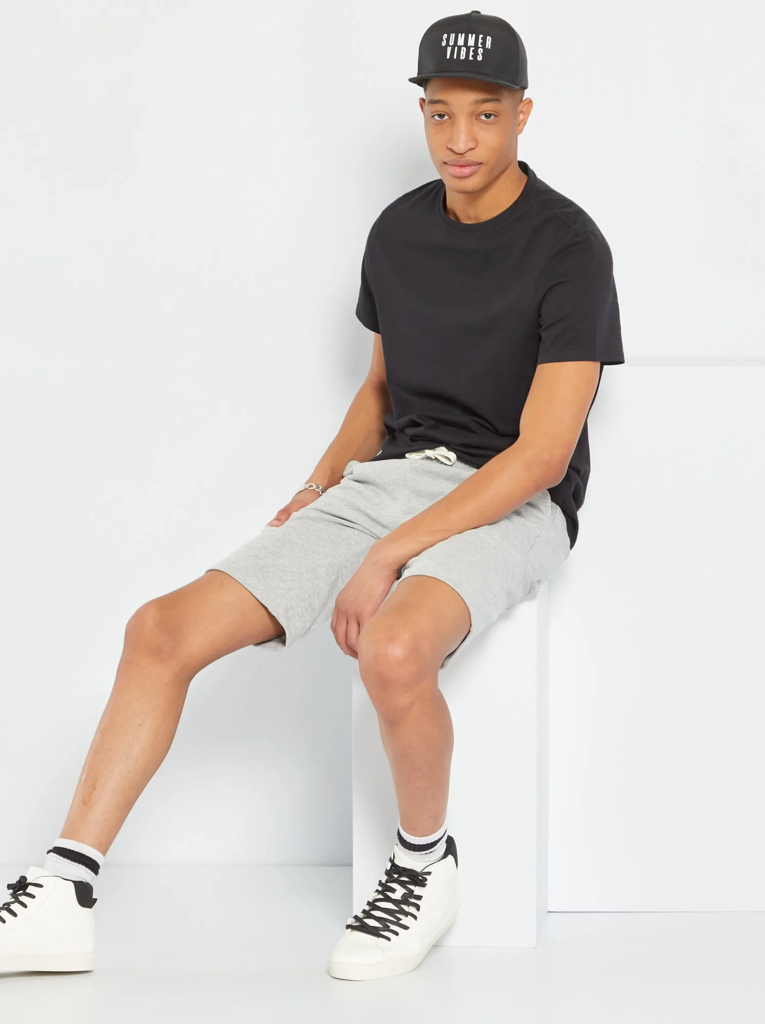 T-shirt puro cotone +190cm - nero