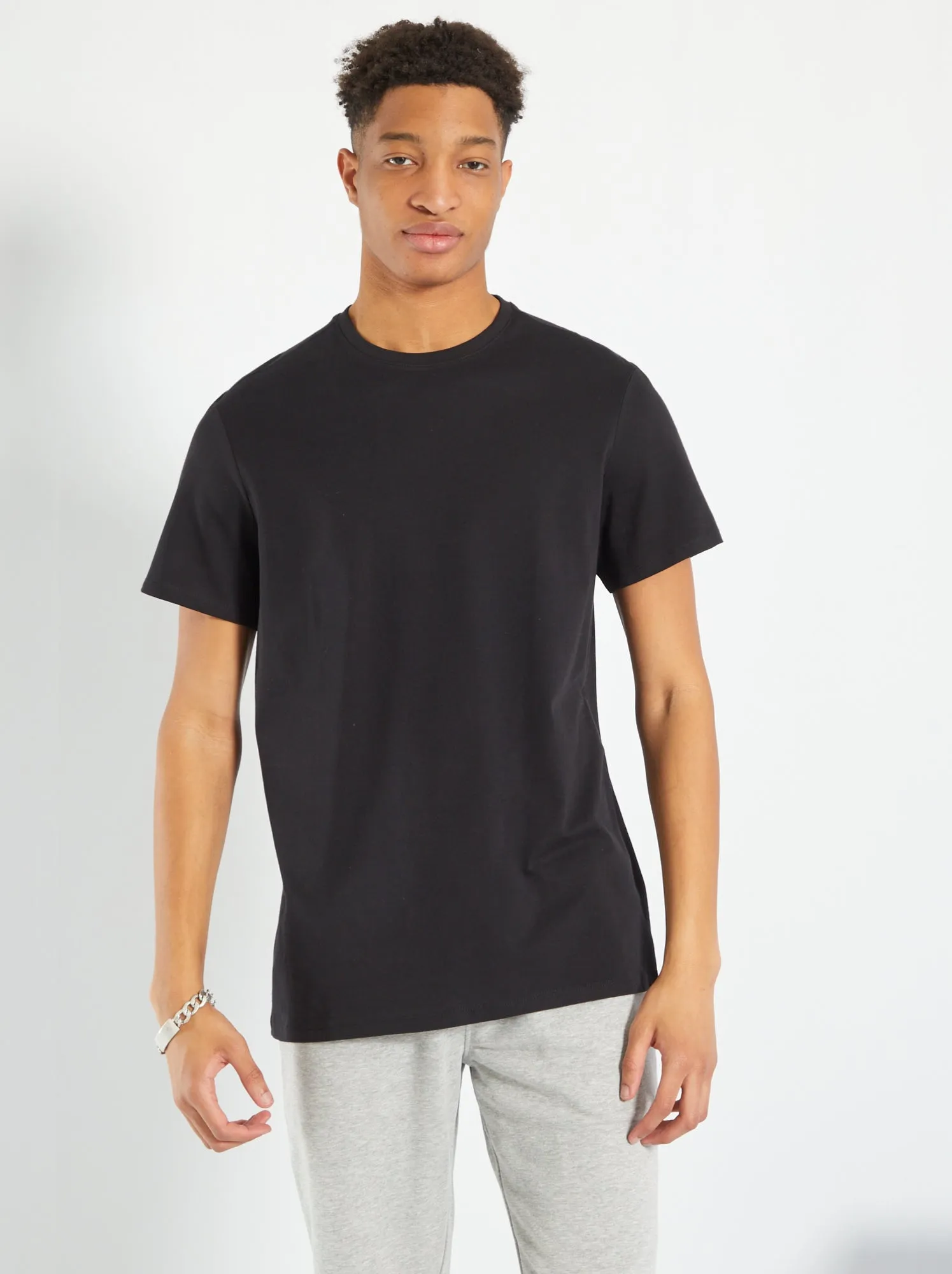 T-shirt puro cotone +190cm - nero