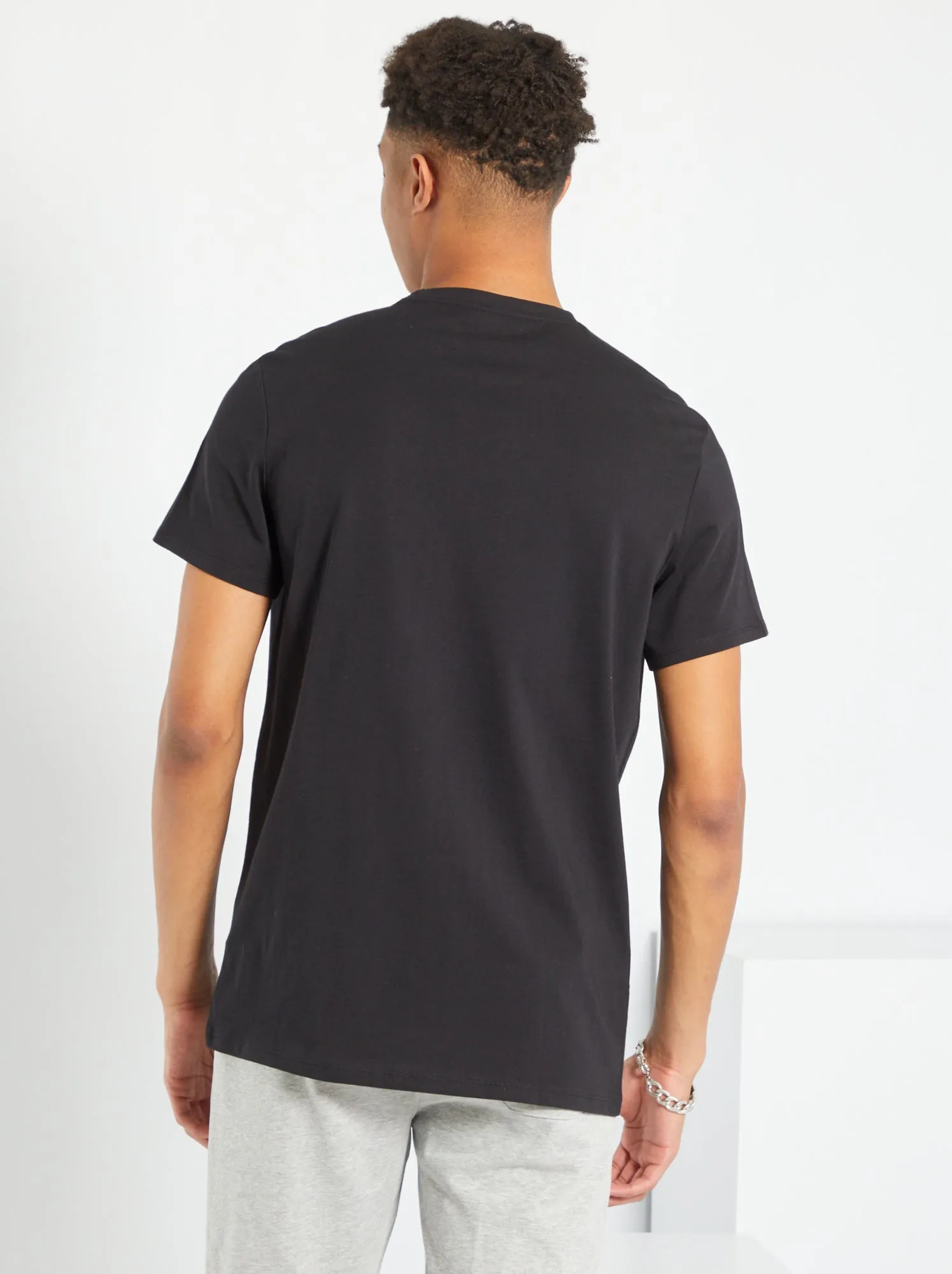 T-shirt puro cotone +190cm - nero