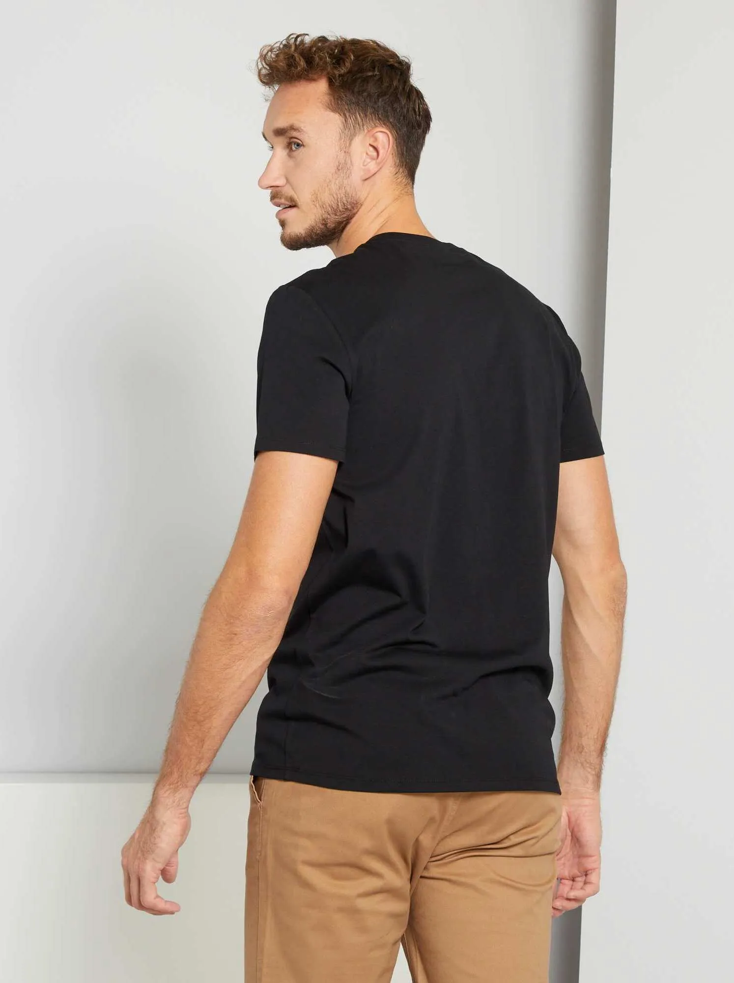 T-shirt puro cotone +190cm - nero