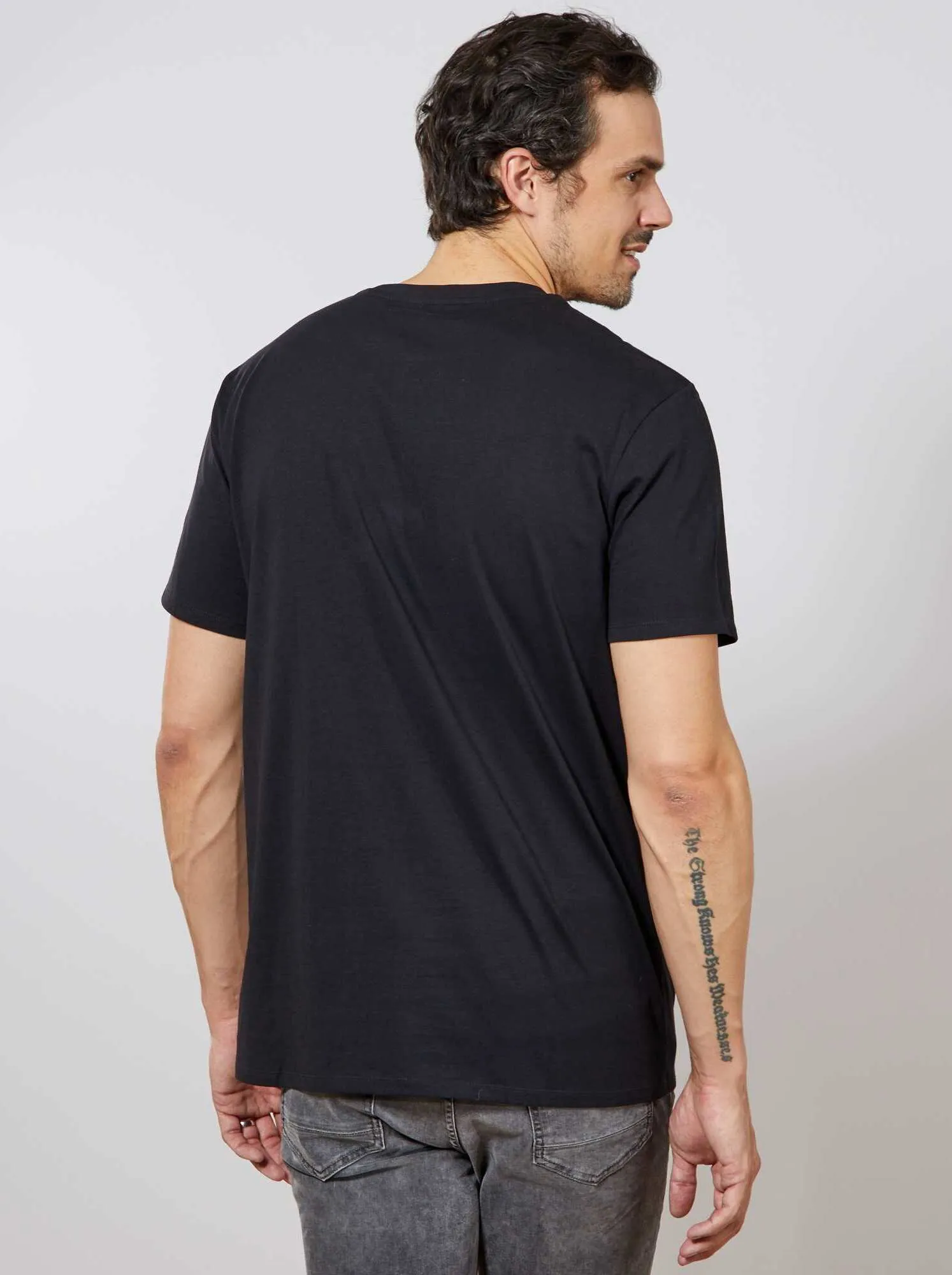 T-shirt puro cotone +190cm - nero