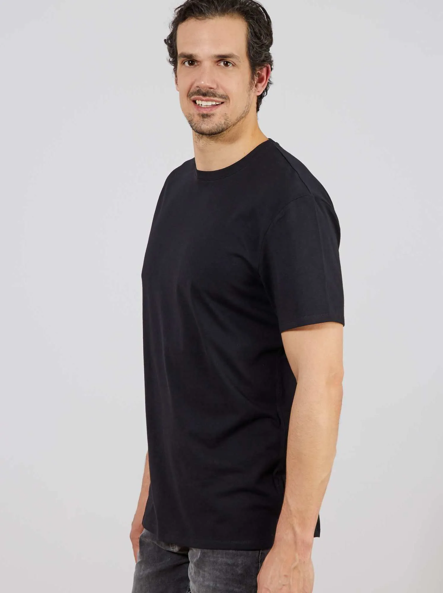 T-shirt puro cotone +190cm - nero