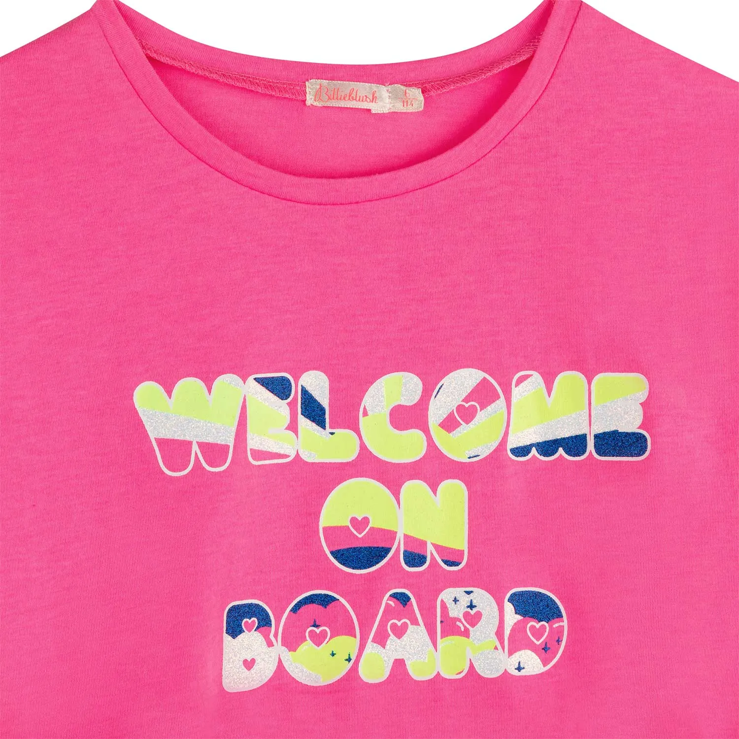 T-Shirt Rosa Fluo Con Stampa Bambina