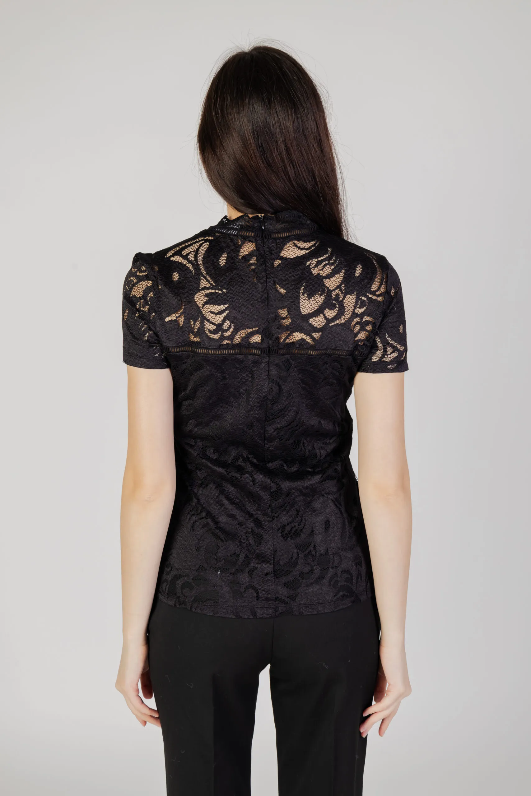 T-shirt Vila Clothes VISTASIA S/S LACE Nero