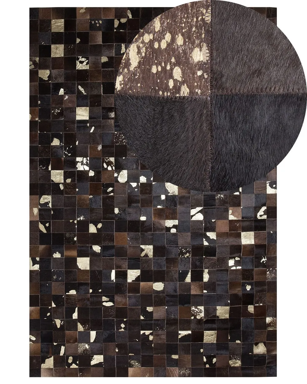 Tappeto pelle marrone scuro e beige 140 x 200 cm BANDIRMA