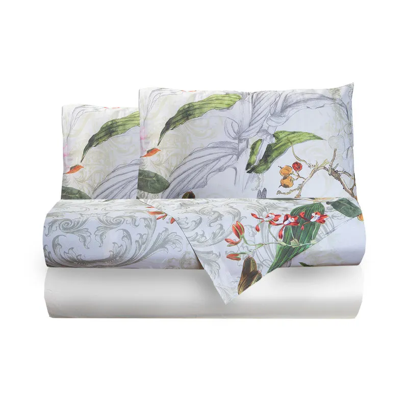 Tendenza floreale Completo letto effetto copriletto Aba piazza e mezza con 2 federe