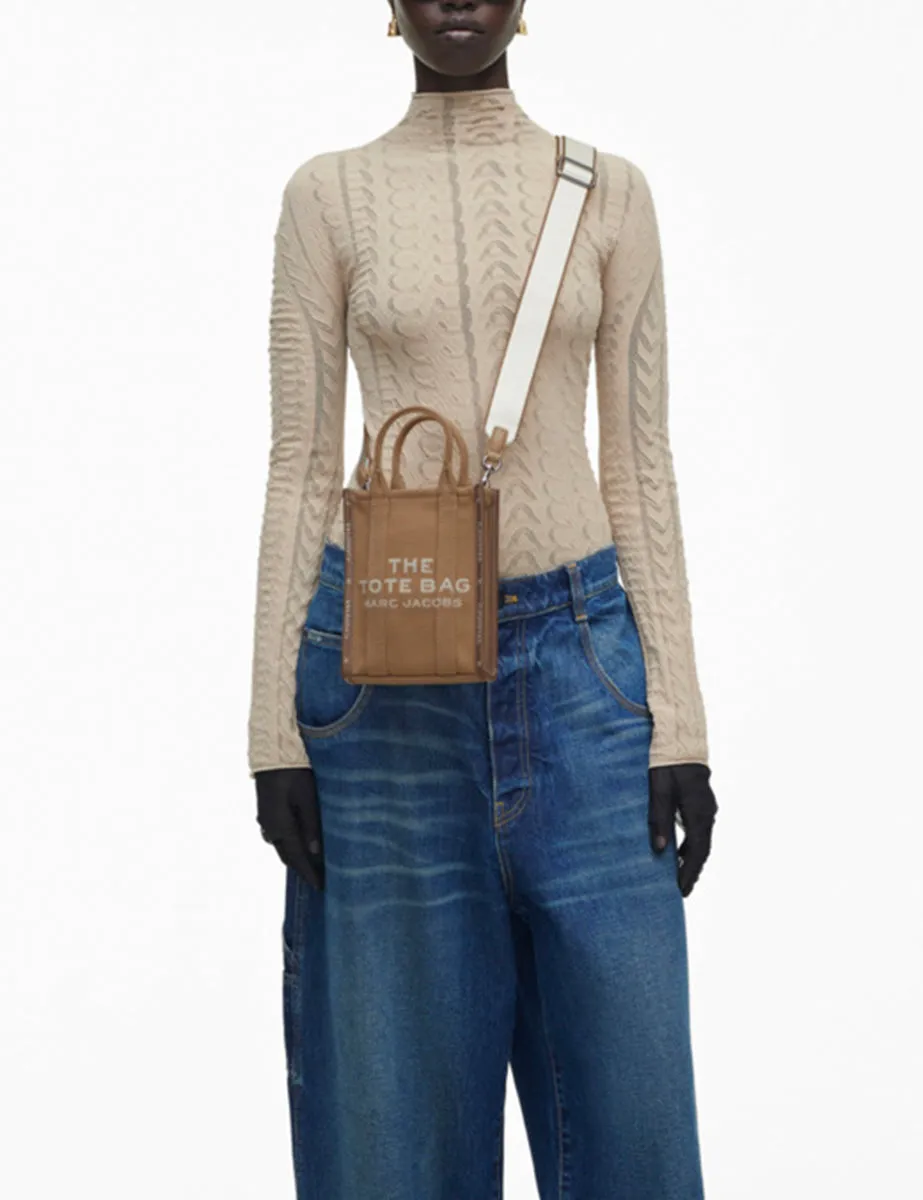 the phone tote leather camel