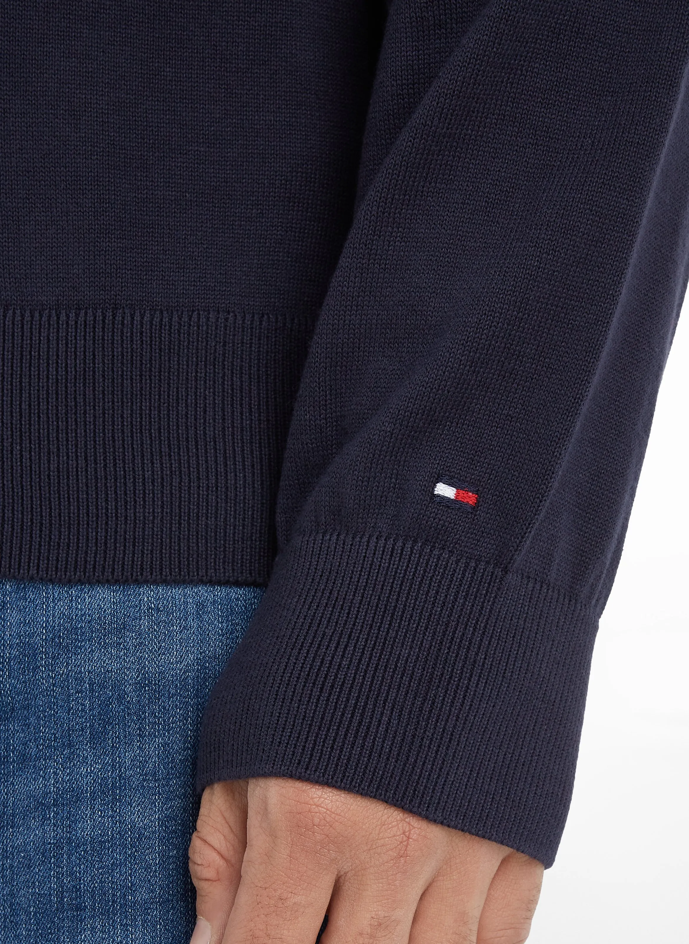  TOMMY HILFIGER   Felpa con cappuccio scollo tondo ricamata in cotone bio | Blu