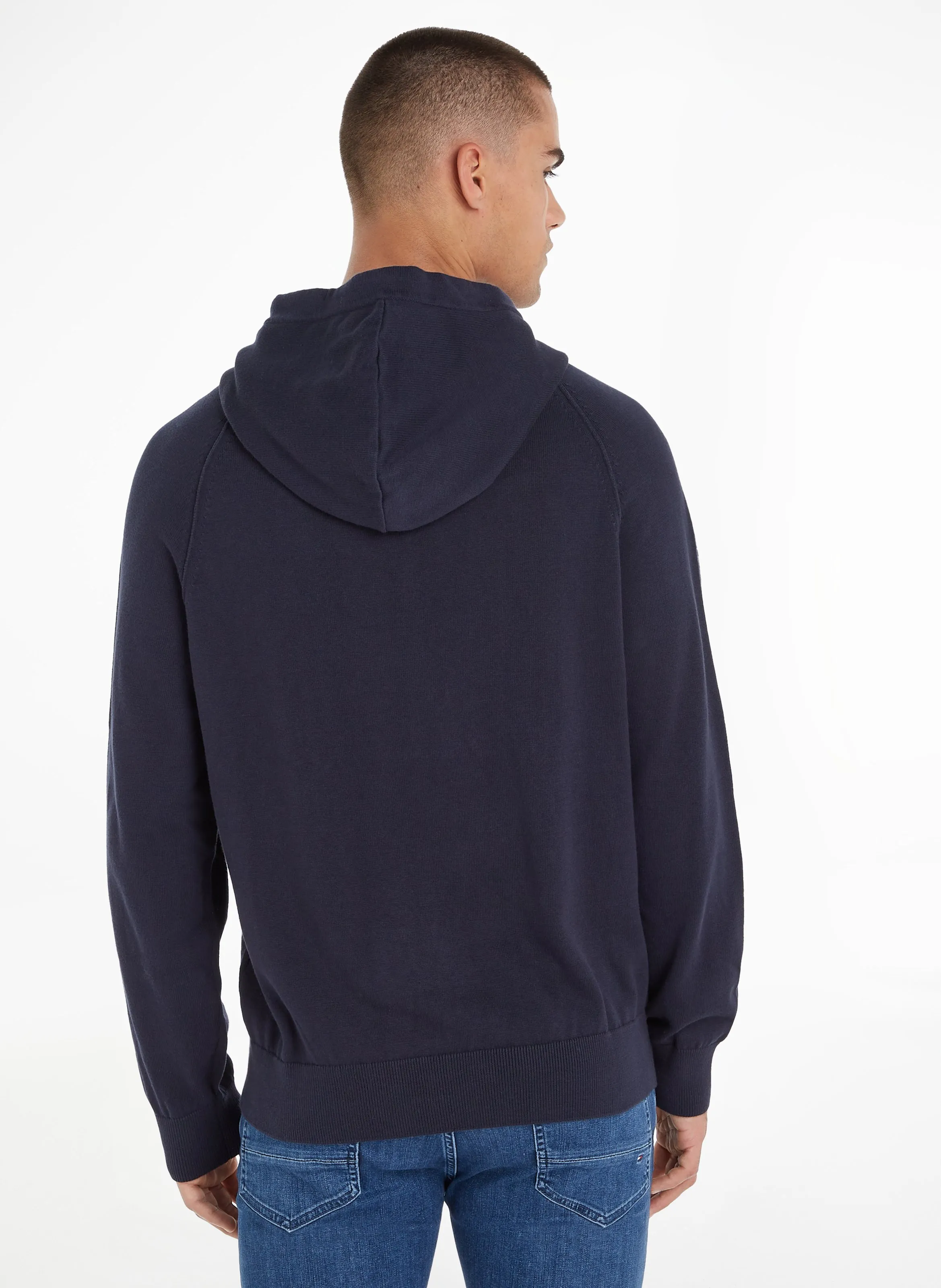  TOMMY HILFIGER   Felpa con cappuccio scollo tondo ricamata in cotone bio | Blu