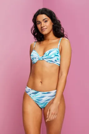 Top da bikini con stampa a onde