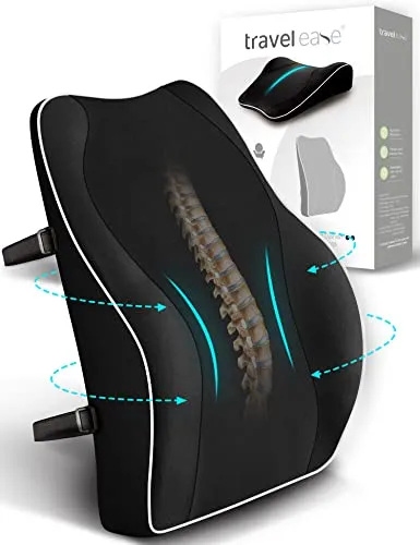 Travel Ease Cuscino Lombare Ergonomico, Supporto per la Schiena in Schiuma di Memoria per Seggiolino Auto Sedia da Ufficio, Schi