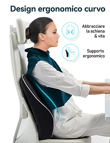 Travel Ease Cuscino Lombare Ergonomico, Supporto per la Schiena in Schiuma di Memoria per Seggiolino Auto Sedia da Ufficio, Schi