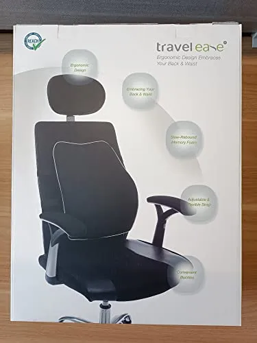 Travel Ease Cuscino Lombare Ergonomico, Supporto per la Schiena in Schiuma di Memoria per Seggiolino Auto Sedia da Ufficio, Schi
