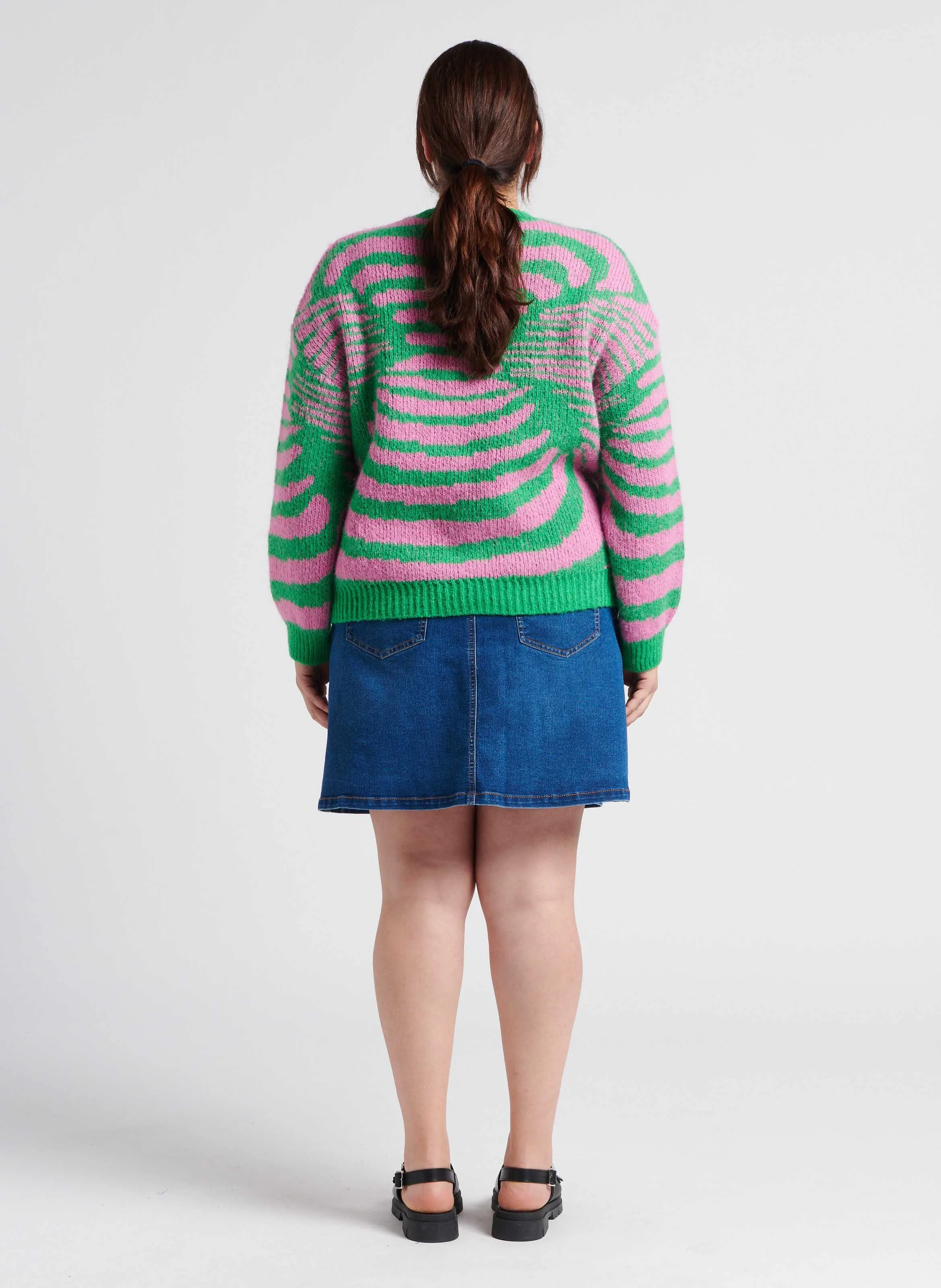  VERO MODA CURVE   Maglione bicolore con scollo tondo | Verde