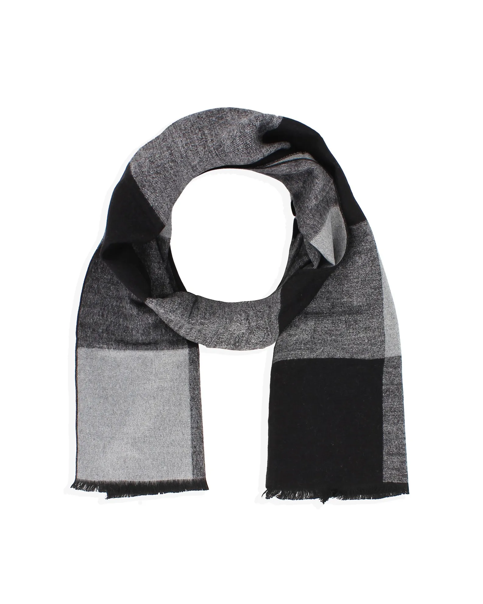 WAMPUM - Sciarpa con frange a quadri grigia e nera da uomo                                            Previous productWAMPUM - S