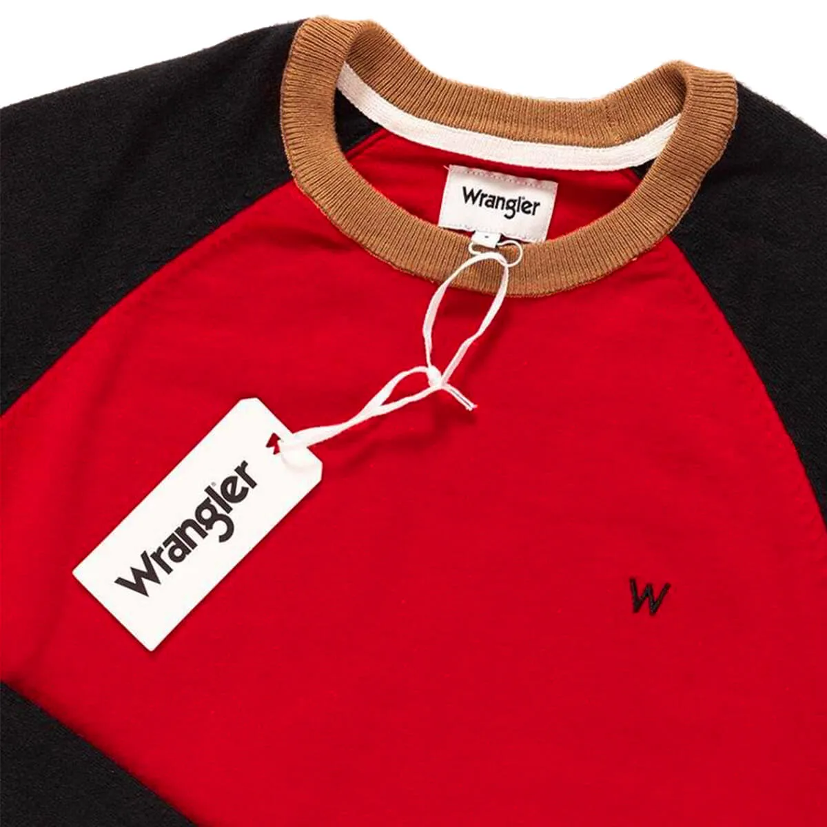 Wrangler maglioncino uomo raglan knit colore rosso/blu