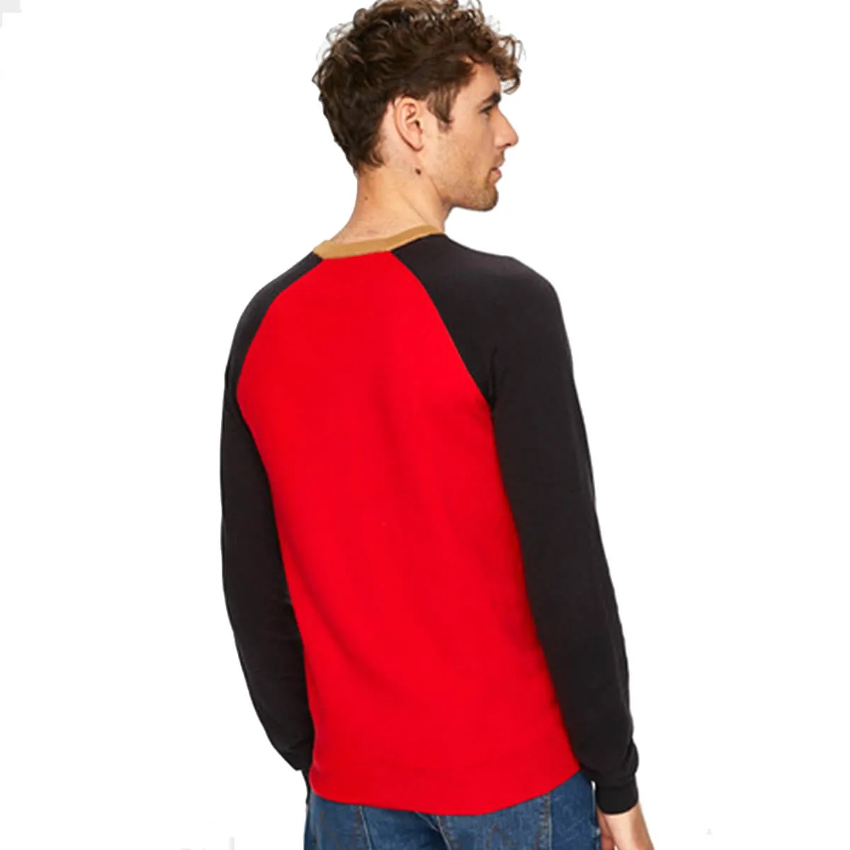 Wrangler maglioncino uomo raglan knit colore rosso/blu