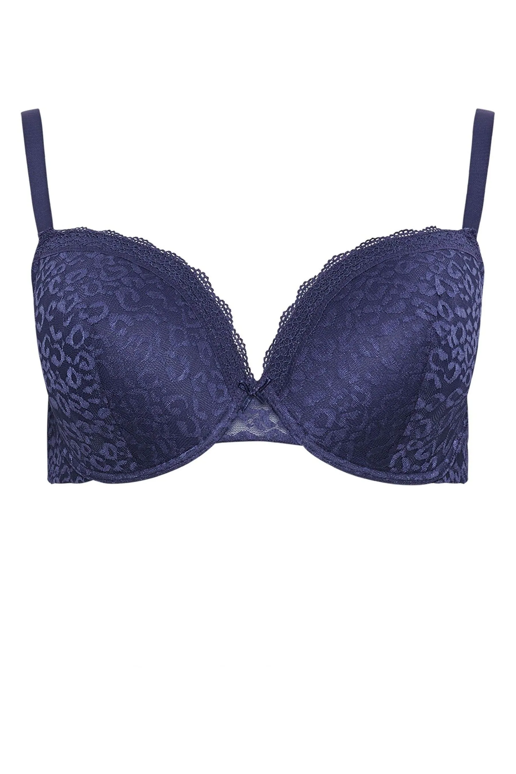 Yours Curve YOURS da 2 pezzi Blu - & Bianco Pizzo Reggiseni imbottita con Bianco Pizzo finiture