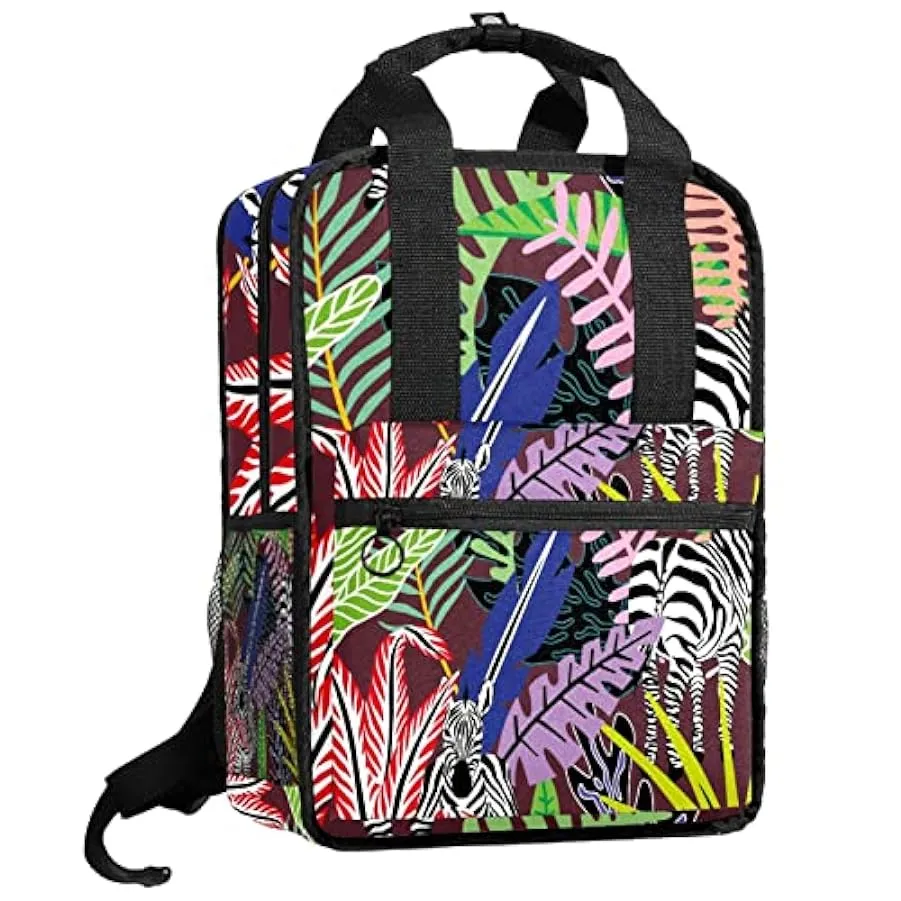 Zaino da viaggio,Zaino da portare,Pianta tropicale e zebra,Zaino da escursionismo Zaino per sport all’aria aperta Zaino casual 2