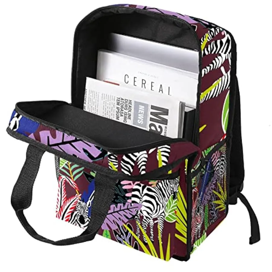 Zaino da viaggio,Zaino da portare,Pianta tropicale e zebra,Zaino da escursionismo Zaino per sport all’aria aperta Zaino casual 2
