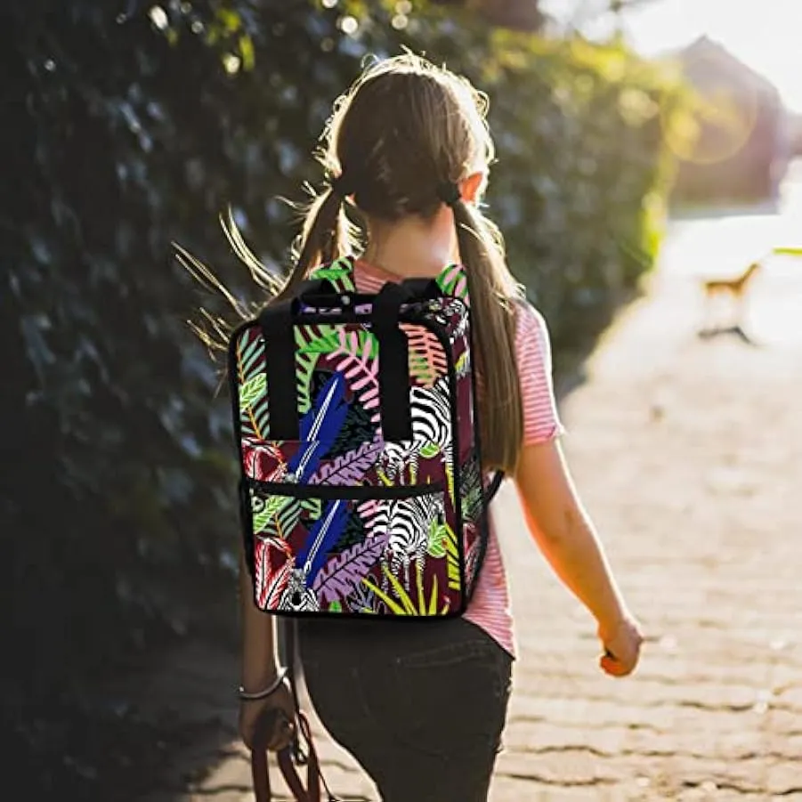 Zaino da viaggio,Zaino da portare,Pianta tropicale e zebra,Zaino da escursionismo Zaino per sport all’aria aperta Zaino casual 2